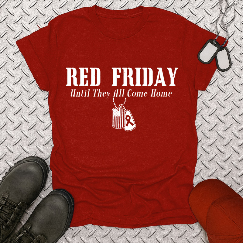 Women's  Red Friday Print Casual Short Sleeve T-Shirt