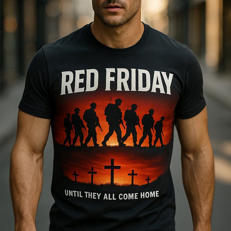 Red Friday Print Casual T-shirt
