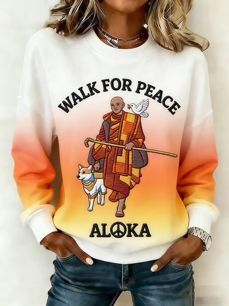 Monks Participated In A Peace Walk With Their Peace Dog Women's Sweatshirt