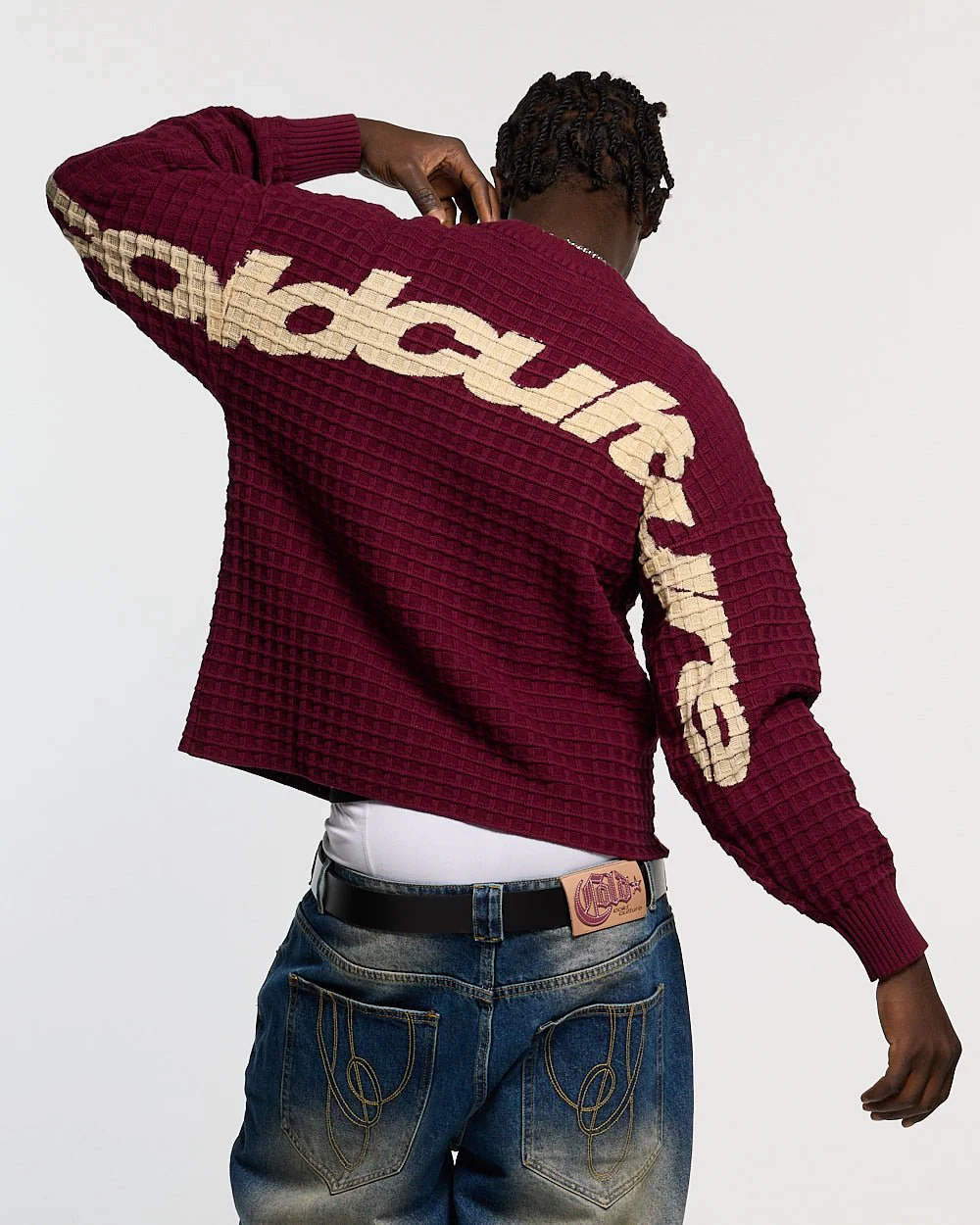 CRUNCHY WAFFLE KNIT BURGUNDY