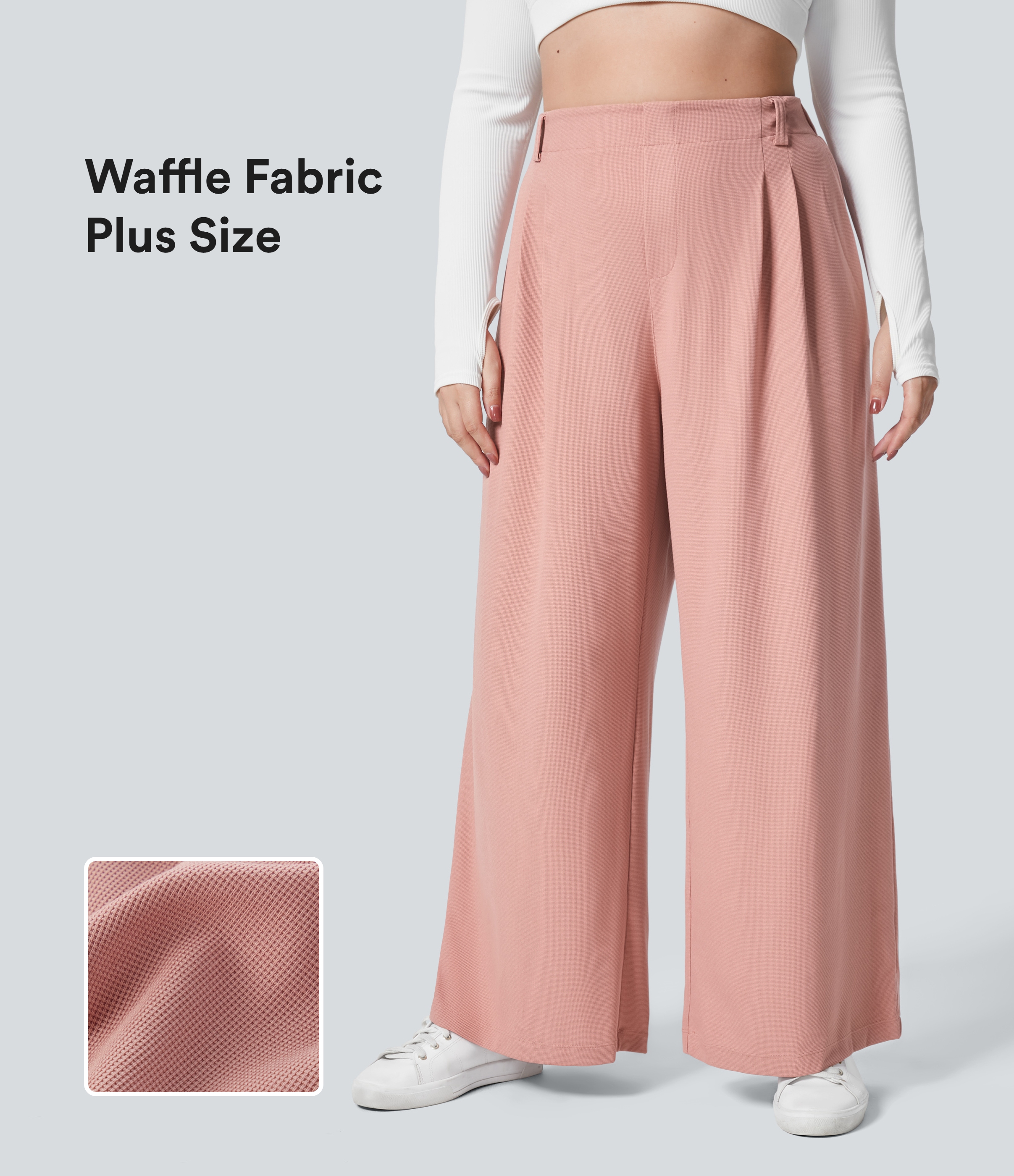 Halara Flex™ High Waisted Pocket Wide Leg Waffle Work Plus Size Pants