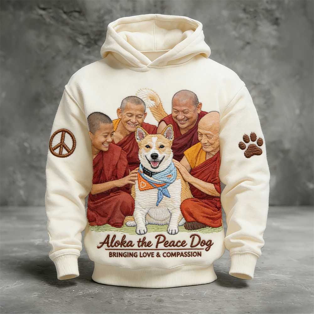 Monk And Dog Peace Walker Men's Hooded Sweatshirt
