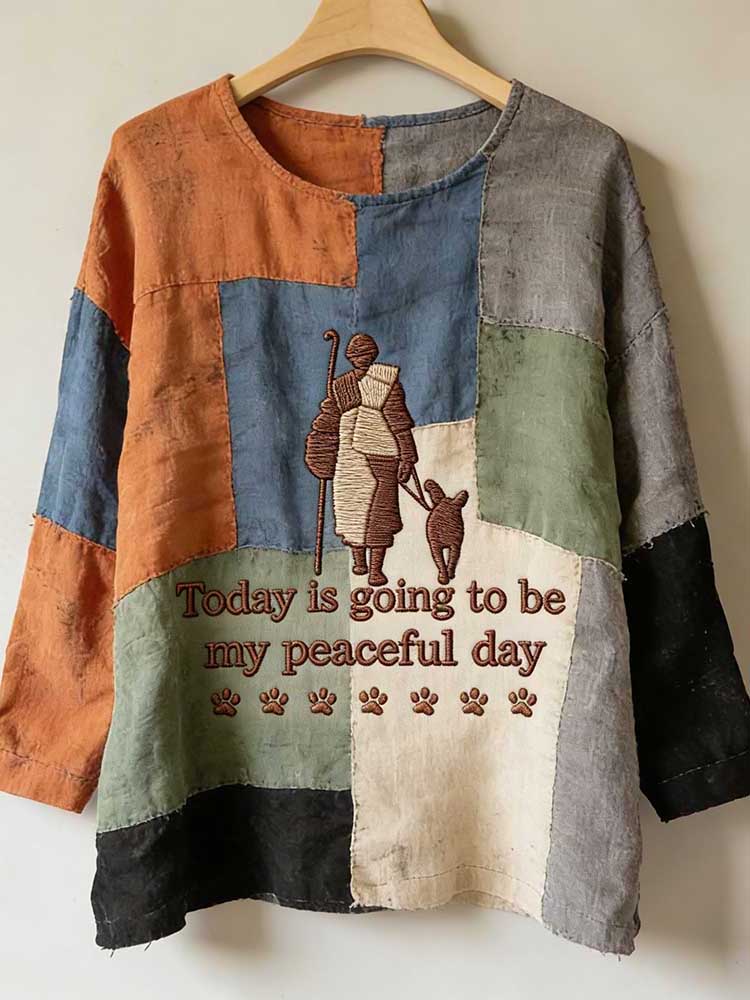 Today Is Going To Be My Peaceful Day Patchwork Cozy Tunic