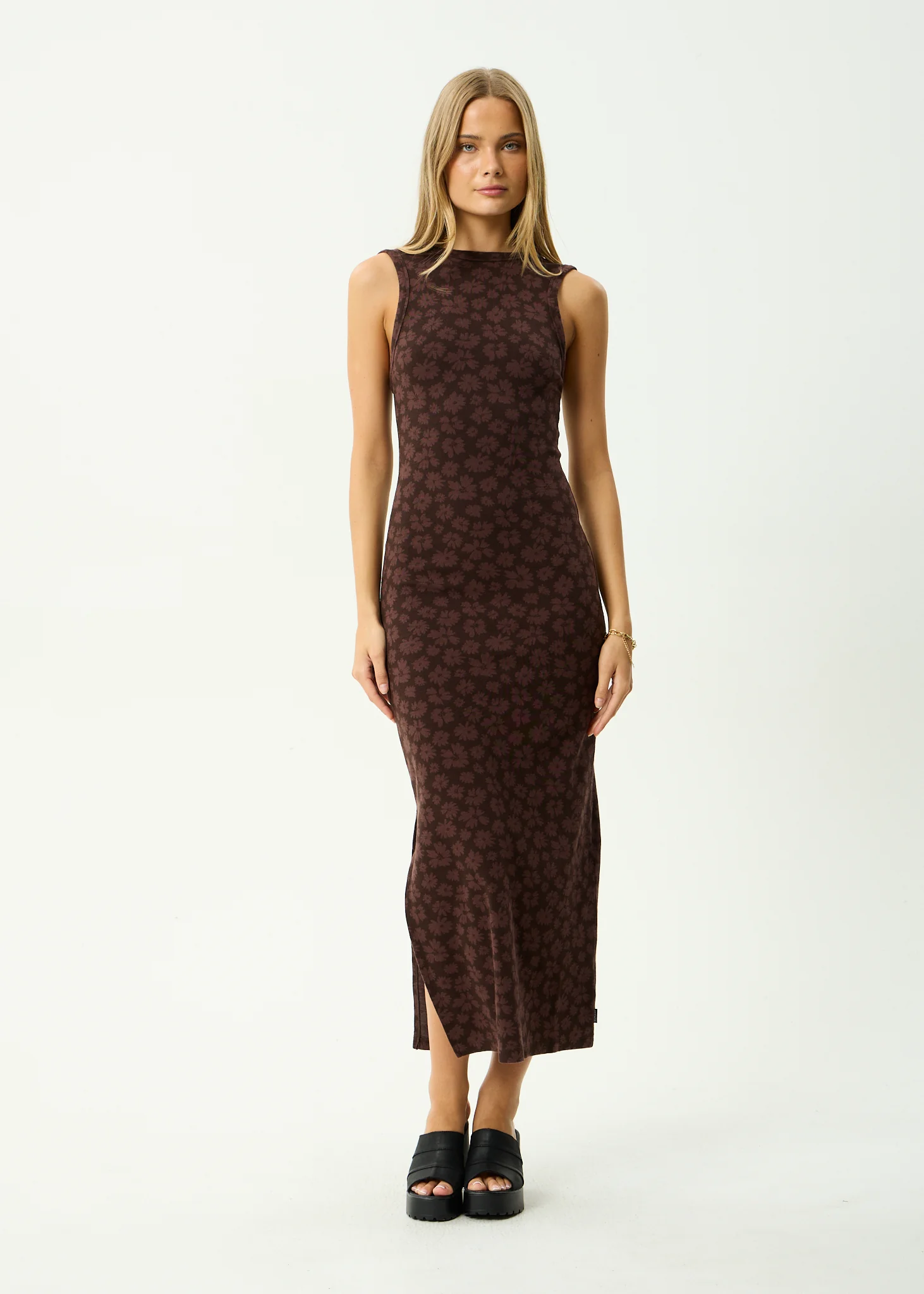 AFENDS Womens Astoria -  Maxi Dress - Chocolate