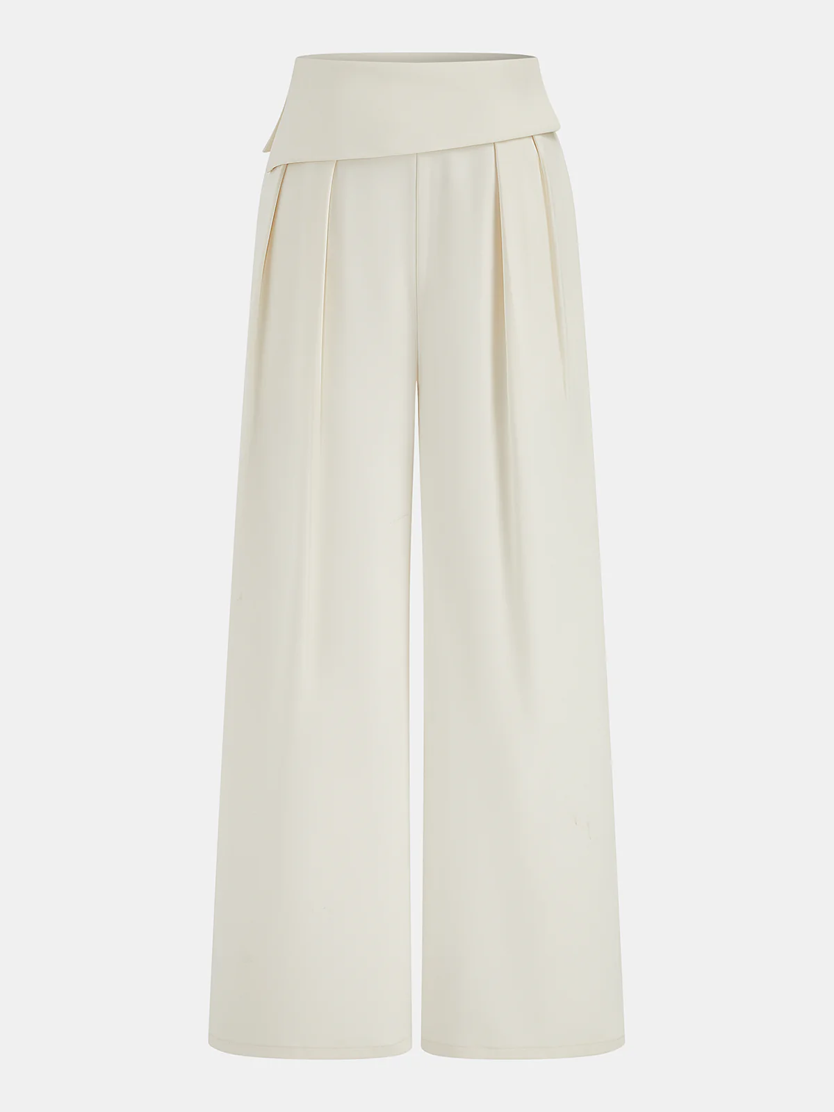 Foldover Waistband High-Waisted Wide-Leg Pants