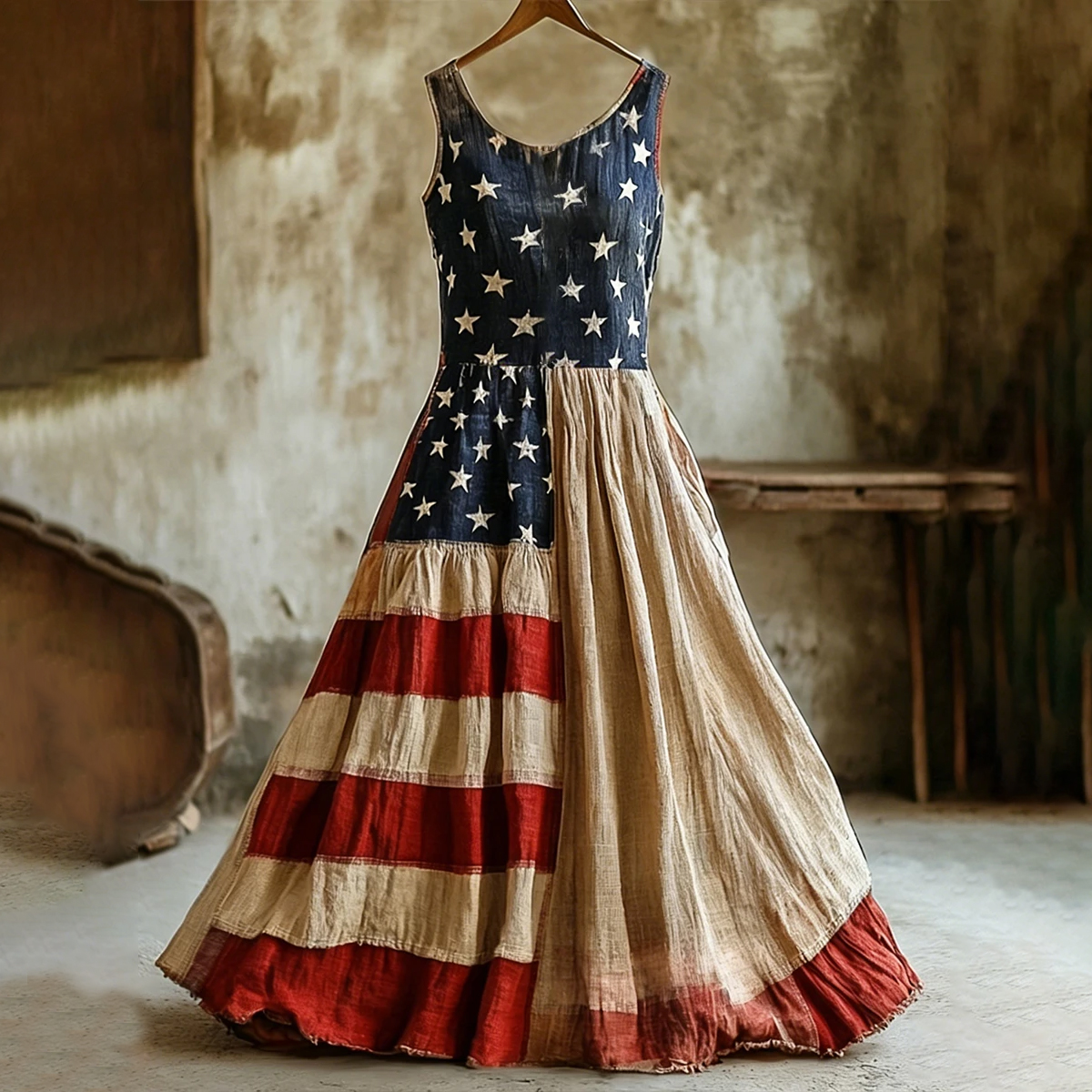 Women's 250th Anniversary Inspired Linen Sleeveless Dress