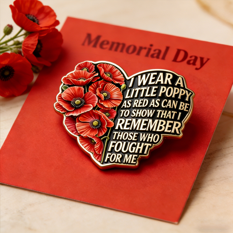 Unisex US Memorial Day Poppy Exquisite Brooch