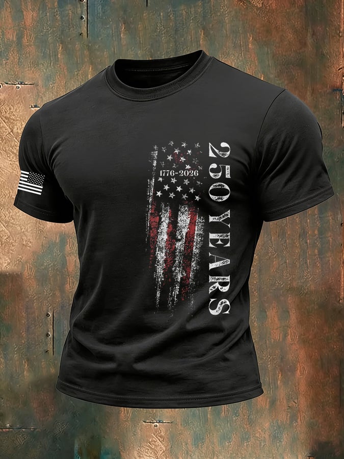 Men's Casual USA 250th Anniversary Printed Short-Sleeve T-Shirt