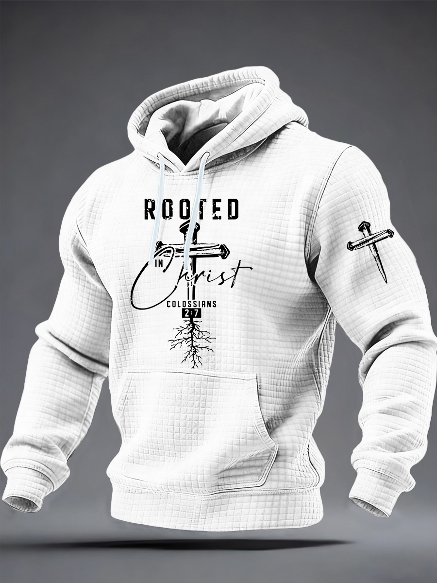 Men's ROOTED IN prist COLOSSIANS 2:7 Checkered Cotton Hoodie