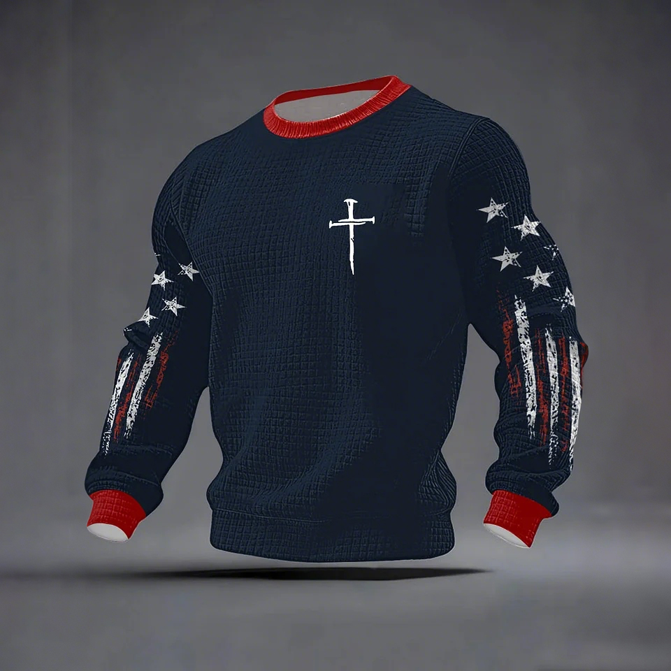 Men's Faith Cross Checkered Cotton Hoodie