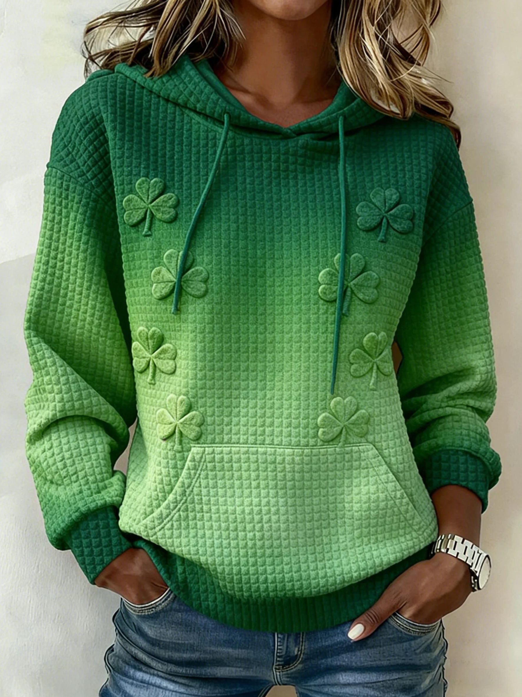 Women's St. Patrick's Day Shamrock Art Print Hoodie