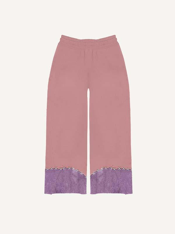 Colorblock Eye Faux Decal Print Elastic Waist Pants