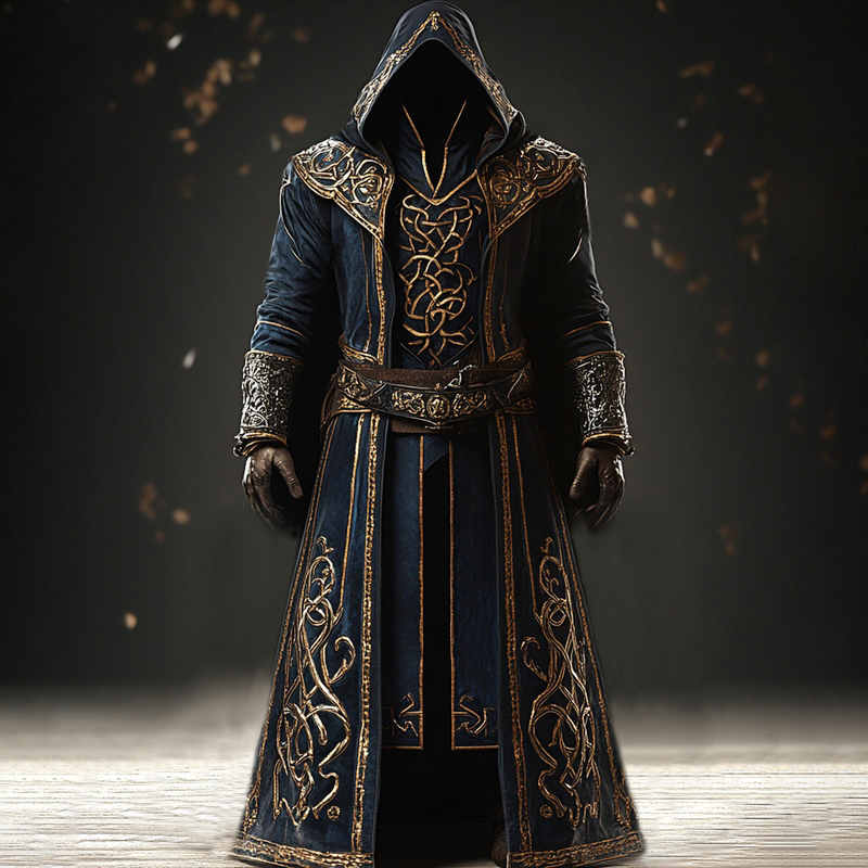 Men's Viking Celtic Knot Embroidered Hooded Cloak