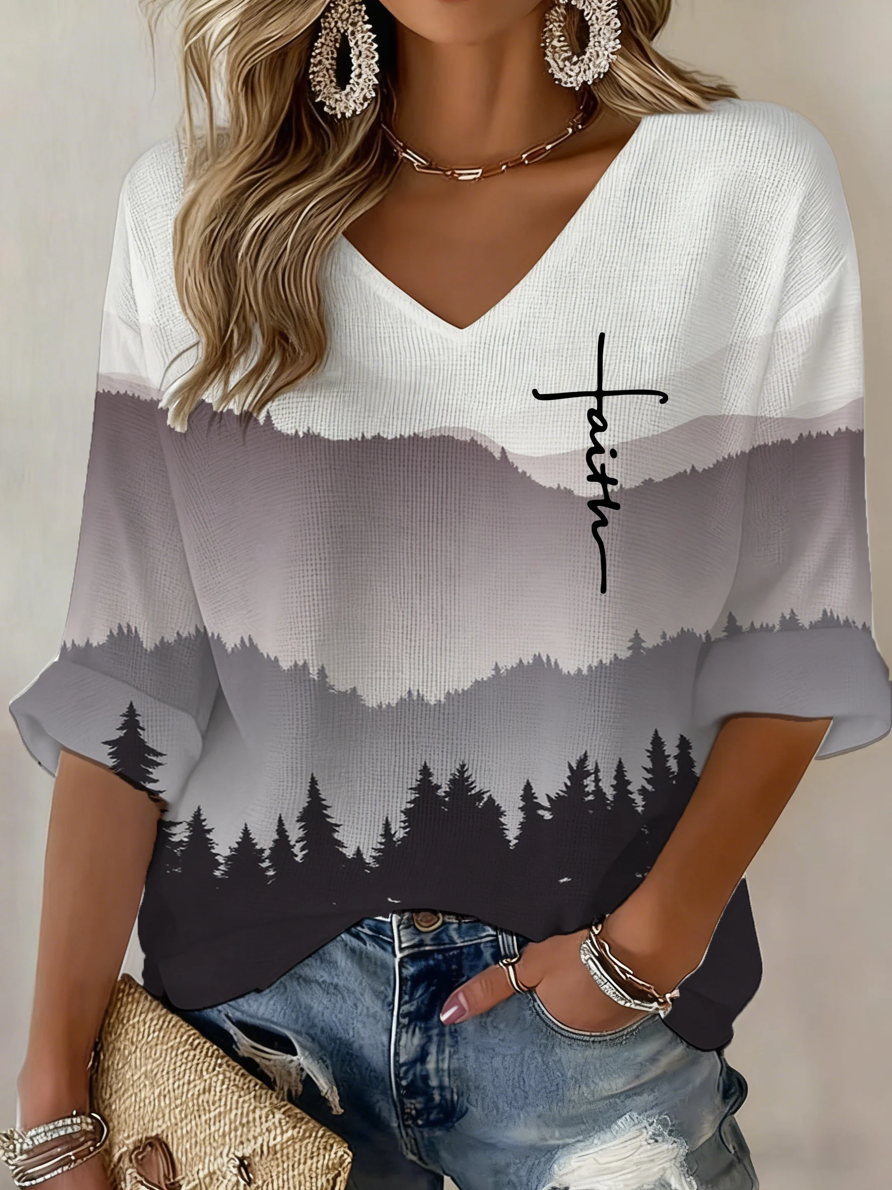 Women'S Casual T-Shirt With Faith-Inspired Print-Fast Shipping