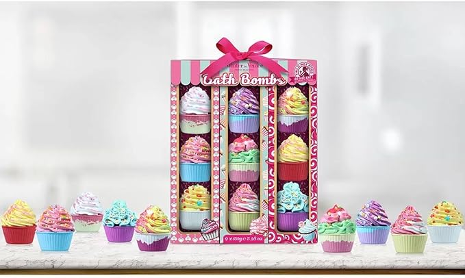 Winter in Venice Pamper Beautiful, Cupcake Bath Bombs, 9 Piece Set, 9 x 150g