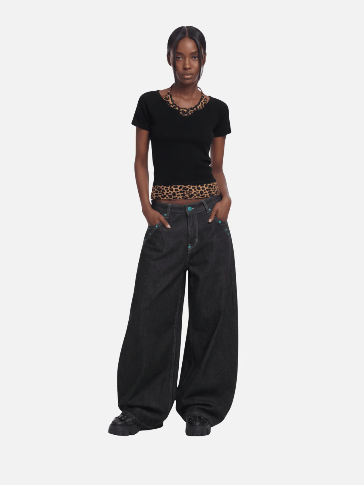 Aelfric Eden Leopard Halter Lace-Up Tee