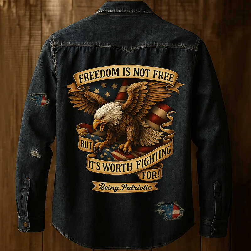 US Retro 250th Anniversary Print Long Sleeve Shirt