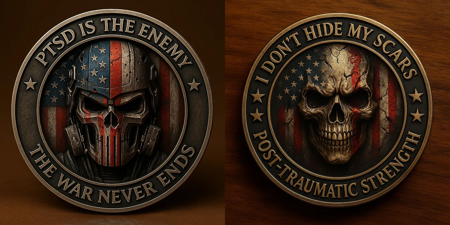 PTSD Is the Enemy – PTSD Warrior Coin of Strength & Survival