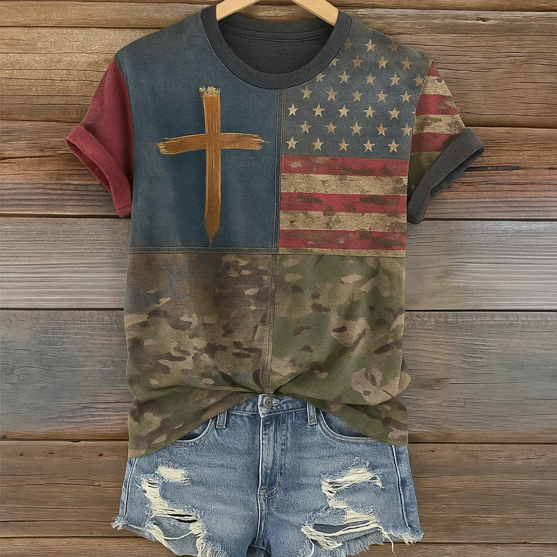 US Flag Faith Print Women's T-Shirt