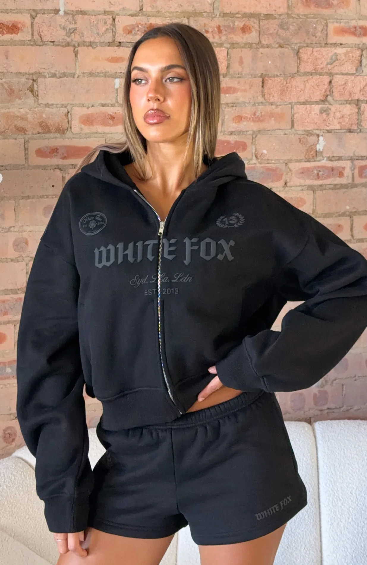 Vibe Too High Boxy Zip Front Hoodie Black