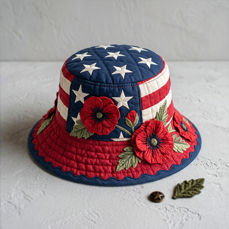 Memorial Day Poppy Casual Bucket Hat