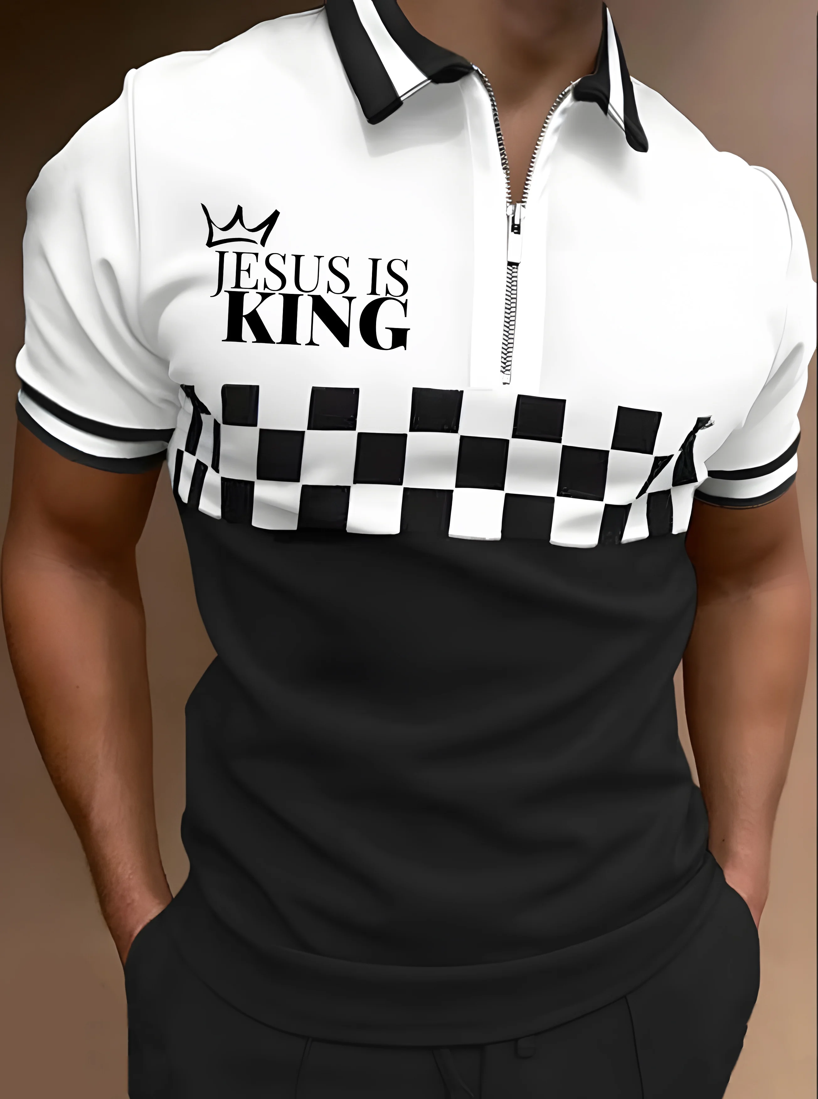 Men's Faith Jesus Is King Letter Pattern Print Polo Shirt Top-Fast Shipping