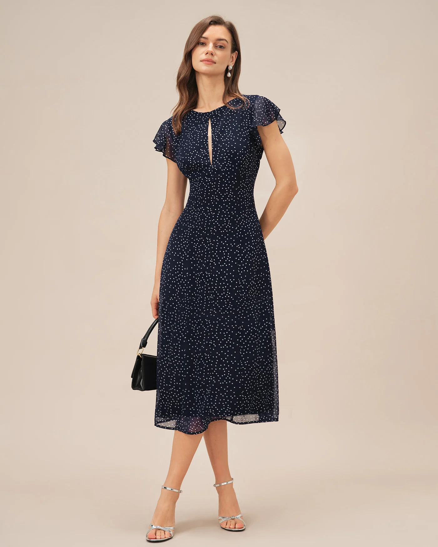 Blue Polka Dot Midi Dress