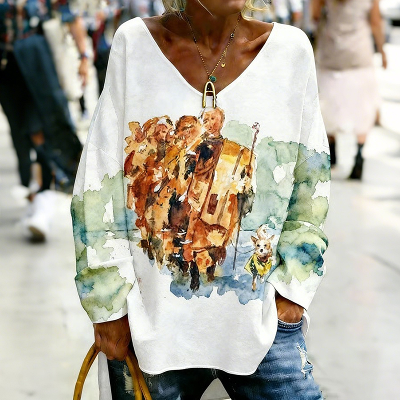 Retro Walk For Peace Print T-shirt