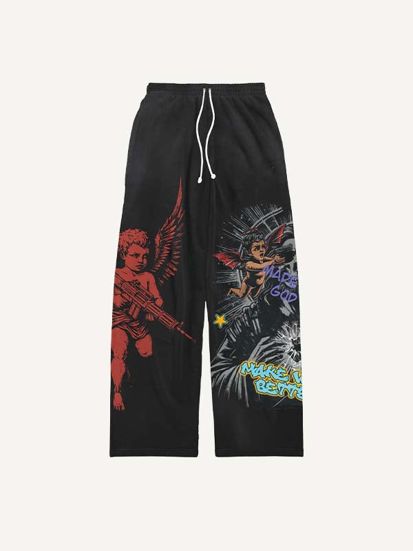 Angel&Gun&Letter Print Elastic Waist Pants
