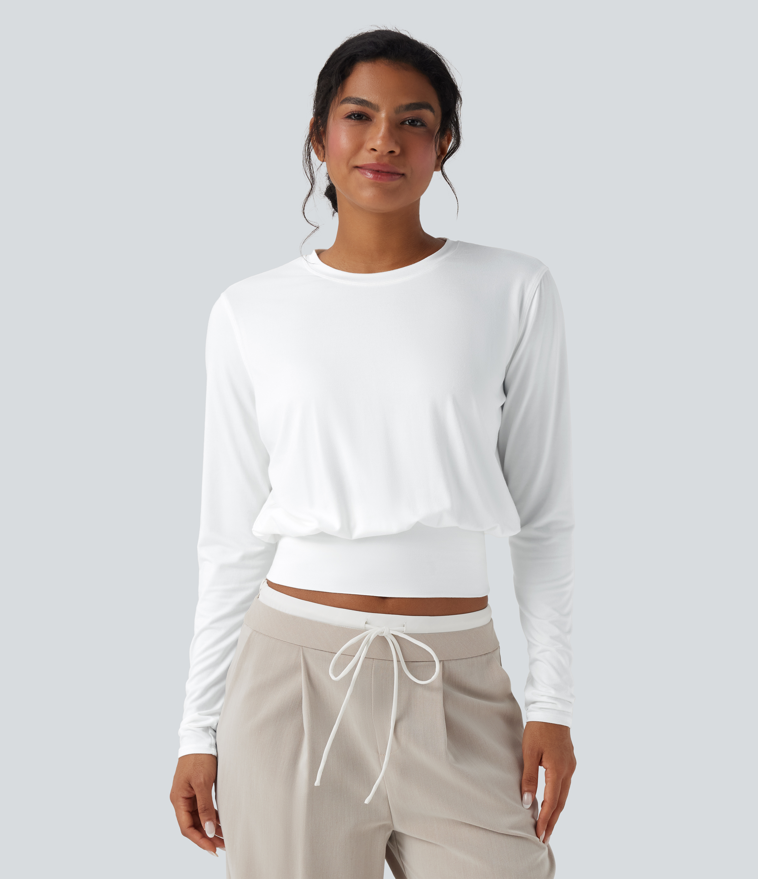 Round Neck Long Sleeve Work Top