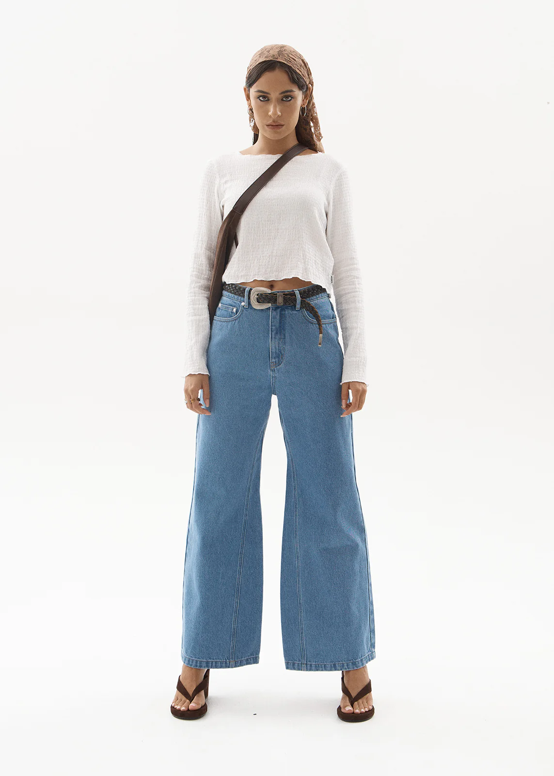 AFENDS Womens Gigi - Denim Flared Leg Jean - Worn Blue