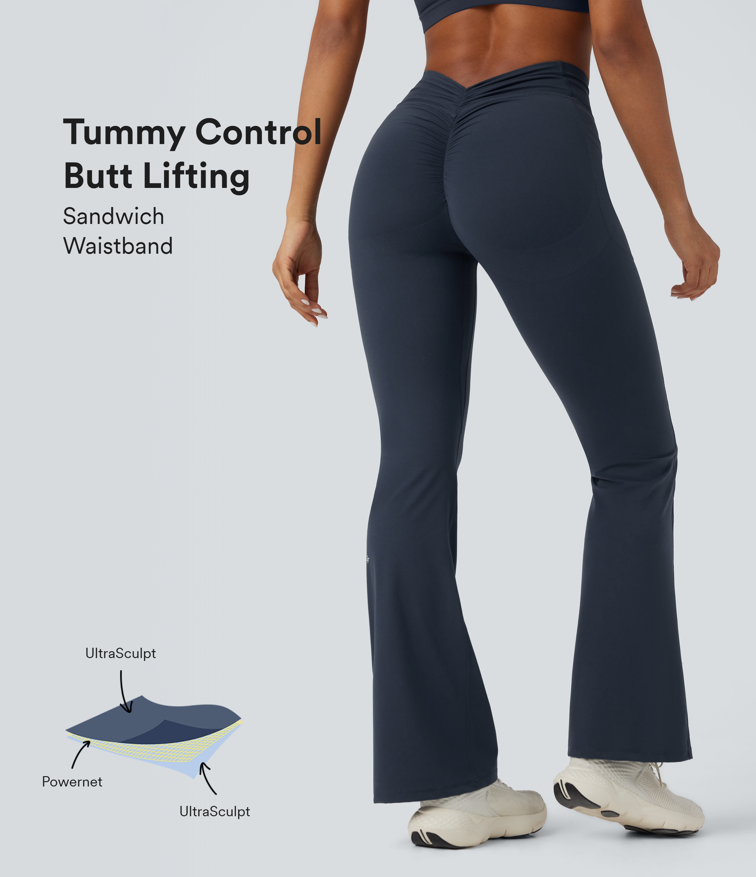 Halara UltraSculpt™ High Waisted Tummy Control Butt Lifting Scrunch Shaping Yoga Bootcut Leggings with Pockets