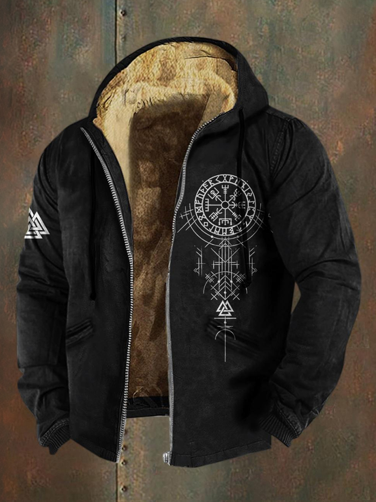 Men's Viking Style Art Pattern Zipper Jacket