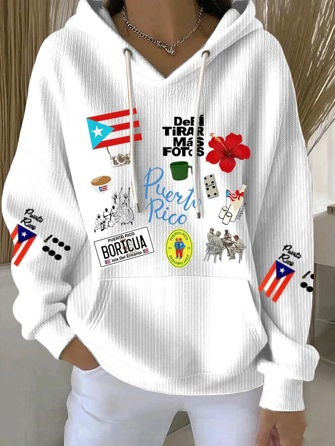 Women's Puerto Rico Print Casual Sweatshirt