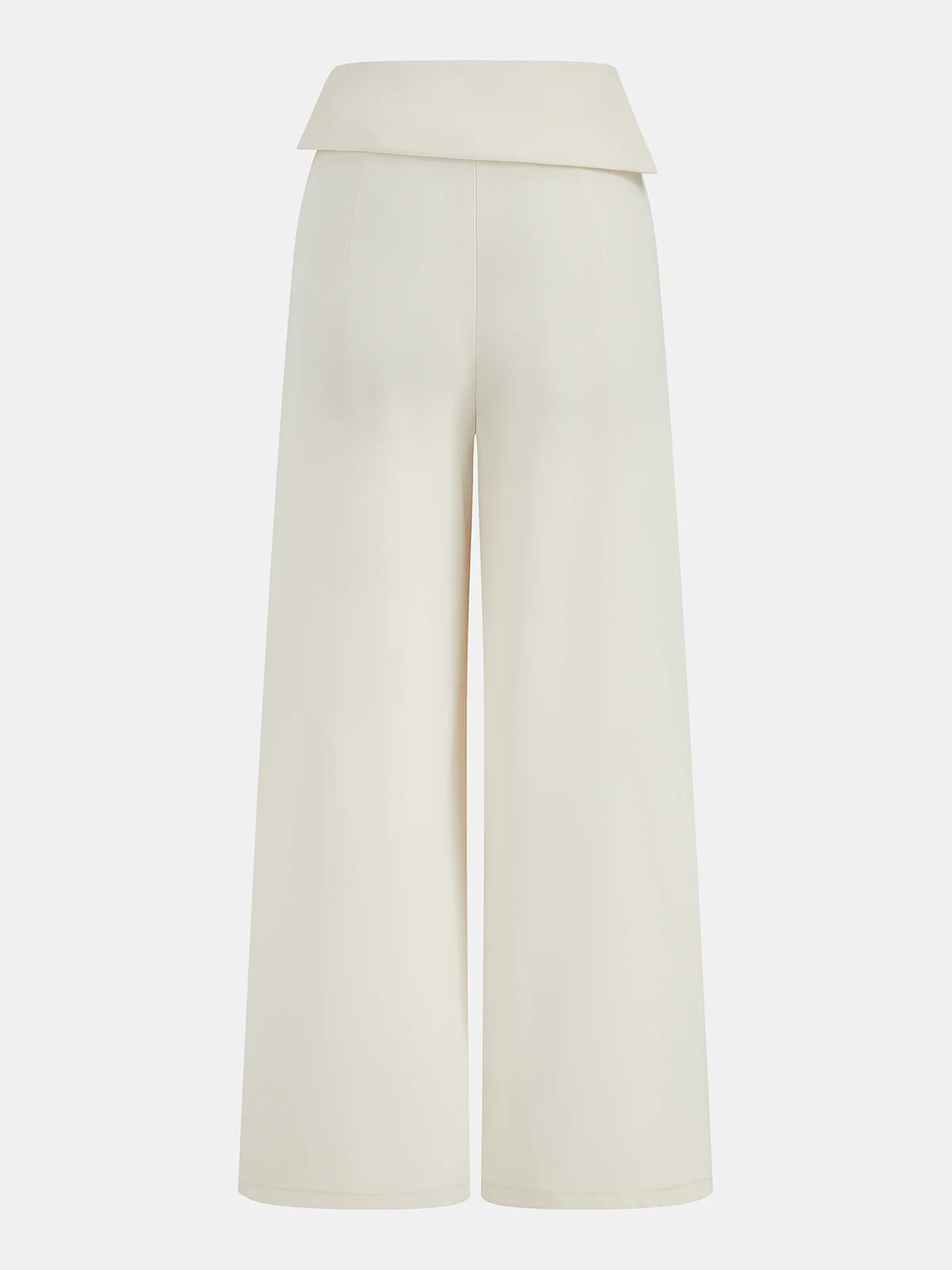 Foldover Waistband High-Waisted Wide-Leg Pants