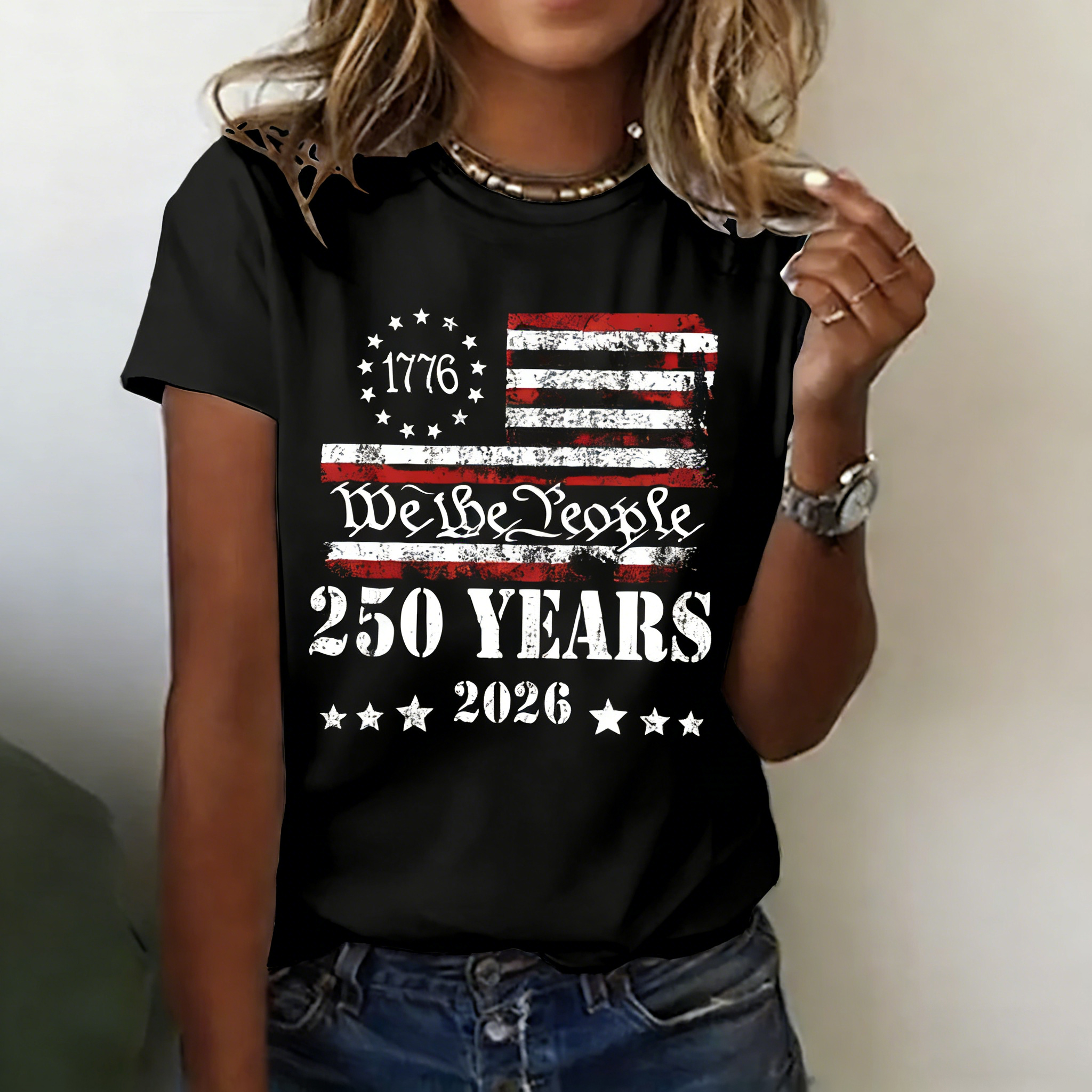Women's 250th America Anniversary Casual Printed T-Shirt