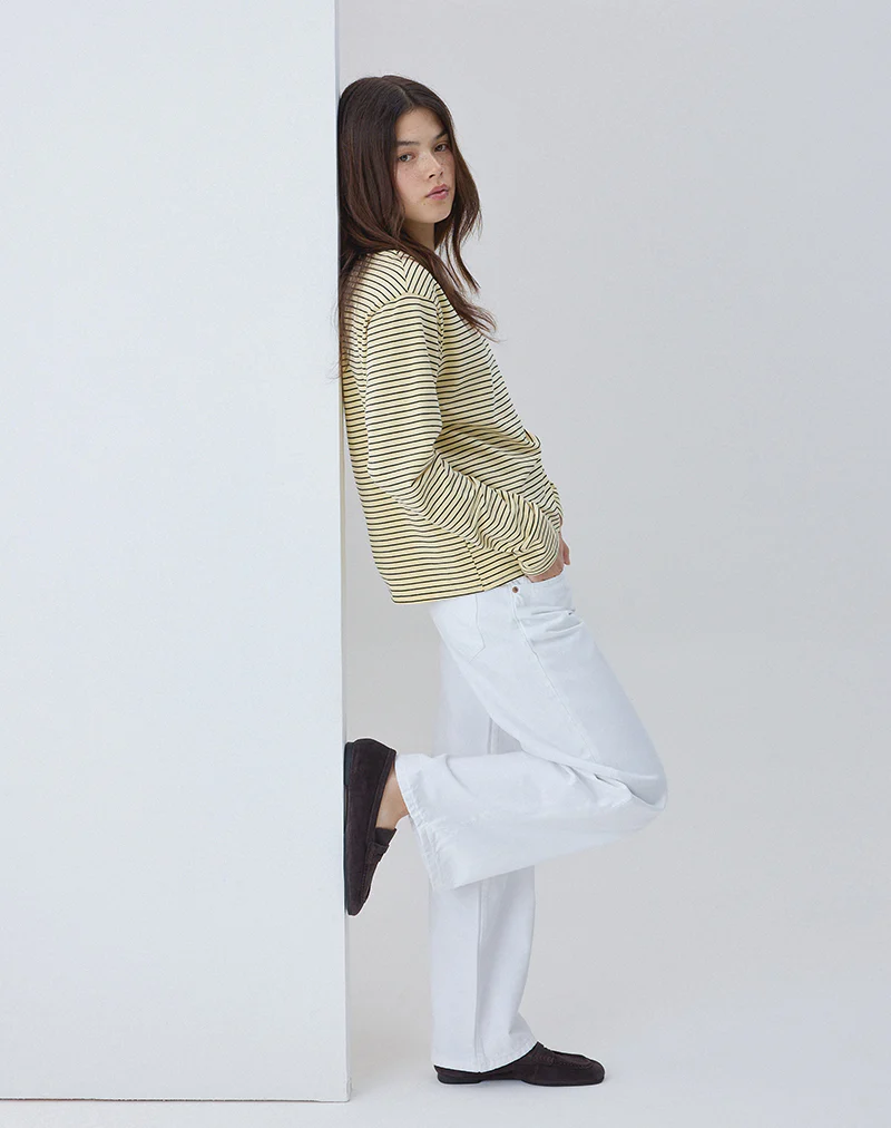 Low Rise Parallel Jeans in True White