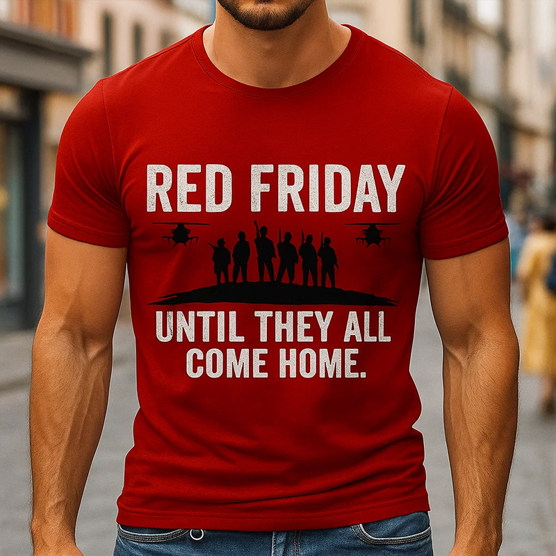 Red Friday Print Casual T-shirt