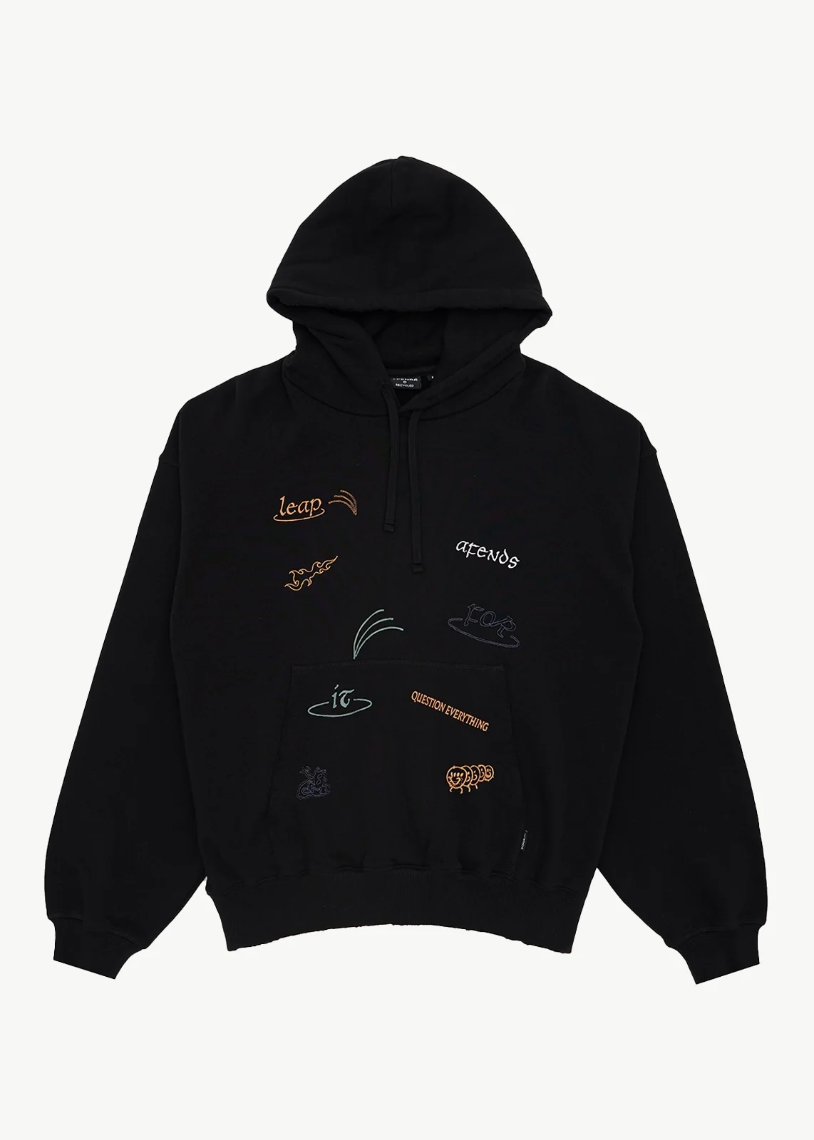 AFENDS Mens Leap - Boxy Pull On Hood - Black