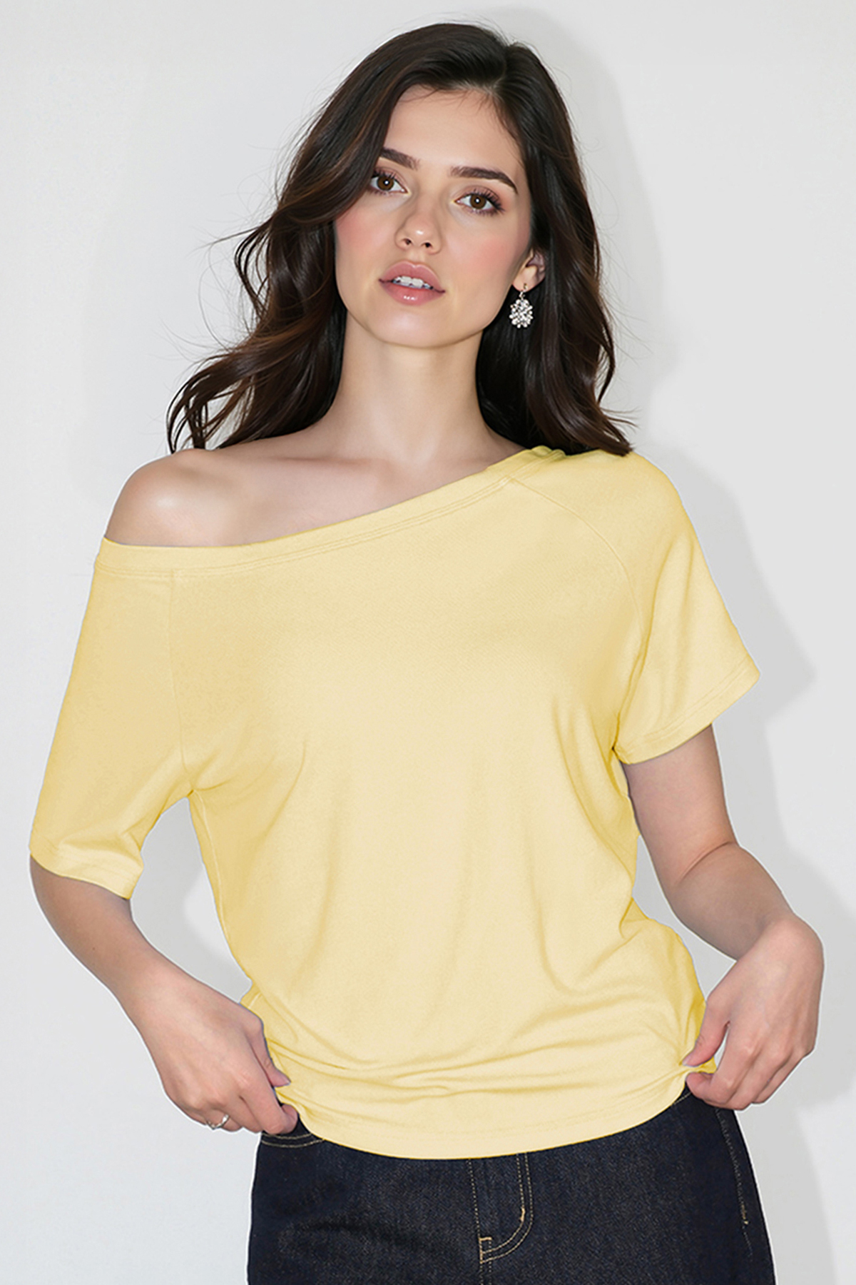 Classy Summer Sloping Shoulder Short Sleeve Loose Top