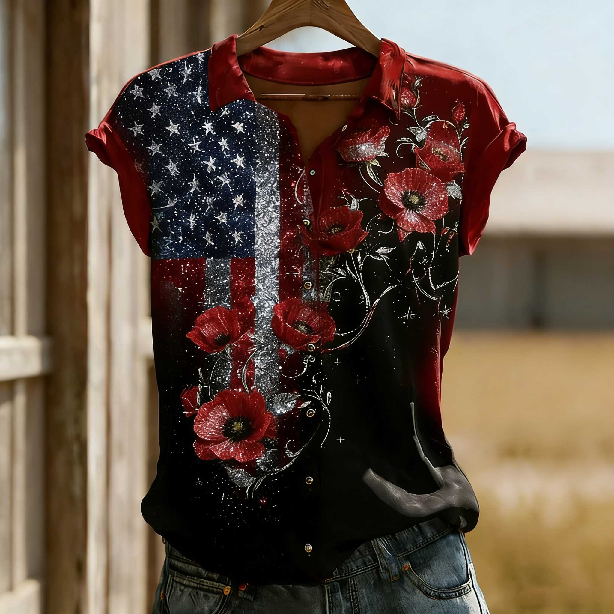 Women's Memorial Day Print Short-Sleeve Shirt