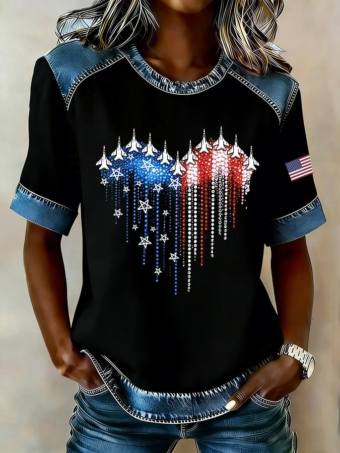 Women's Casua American PrintT-shirt