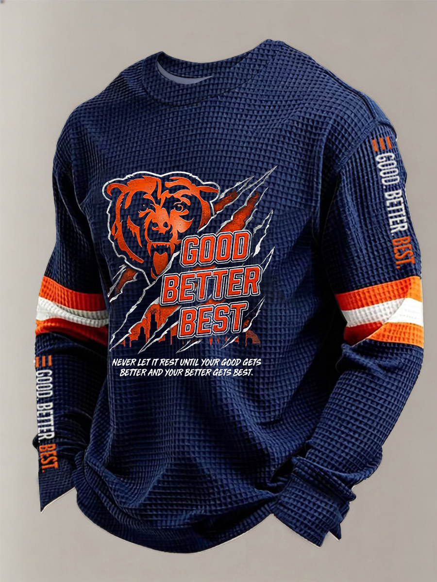 Men's Good Better Best Print Football Fans Printed Long Sleeve Sweatshirt