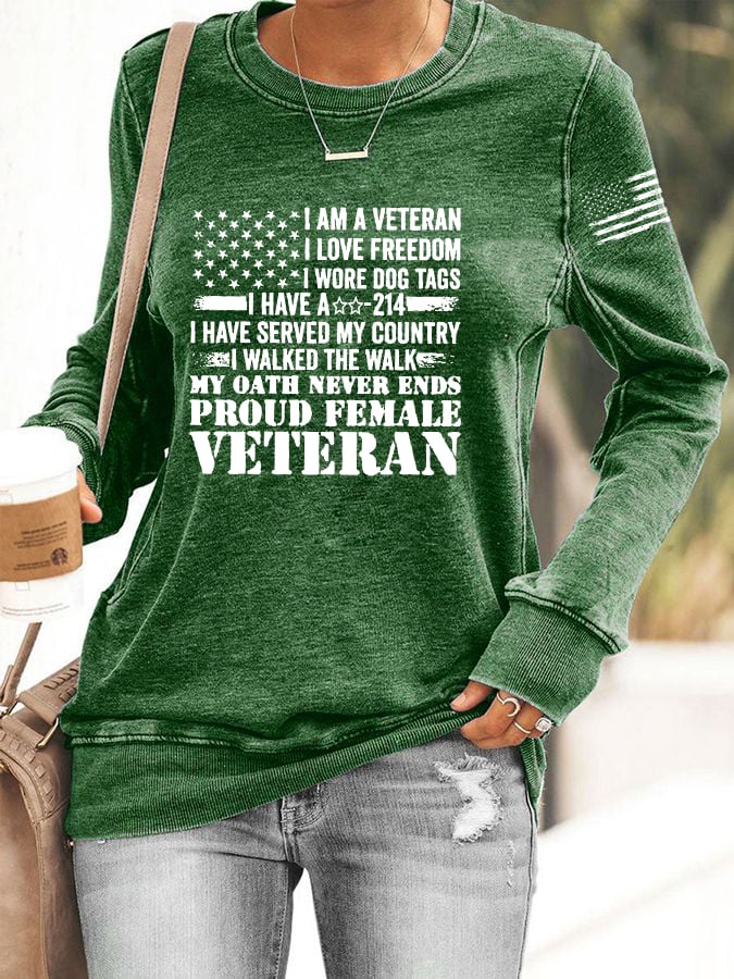 Women's Proud Female Veteran Print Sweatshirt