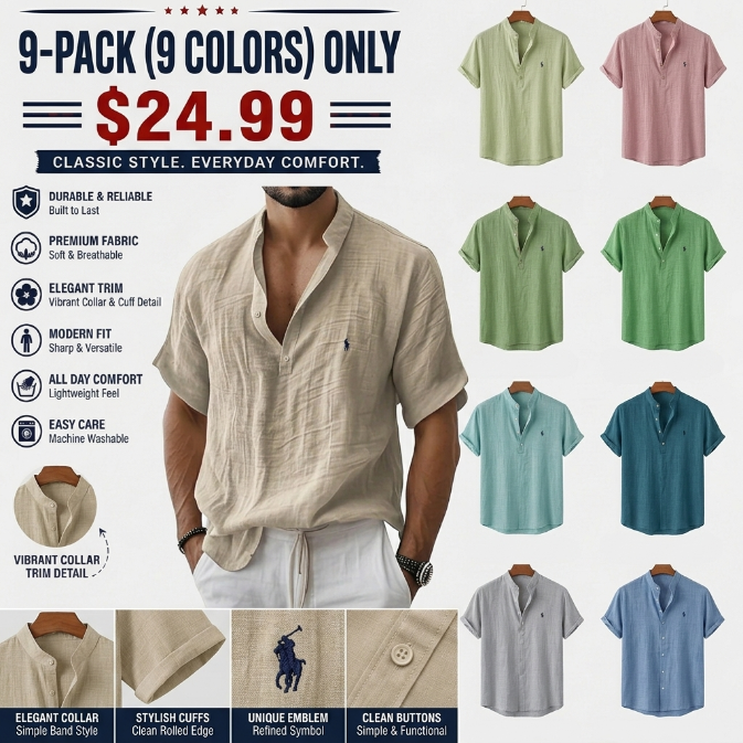 20260625-1-Men's Shirt Linen Shirt Popover Shirt Summer Shirt Beach Wear Solid