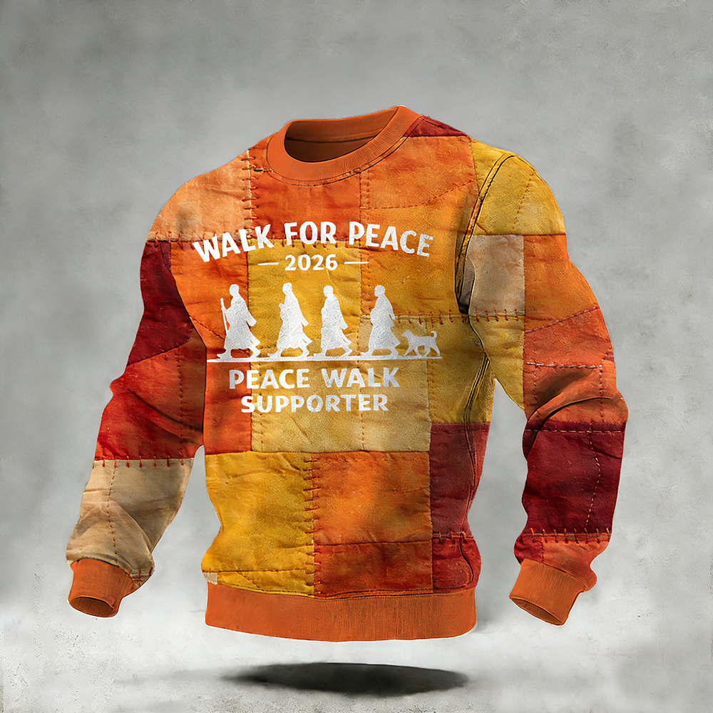 Men's Walk For Peace Monks With Aloka Dog Patchwork Sweatshirt