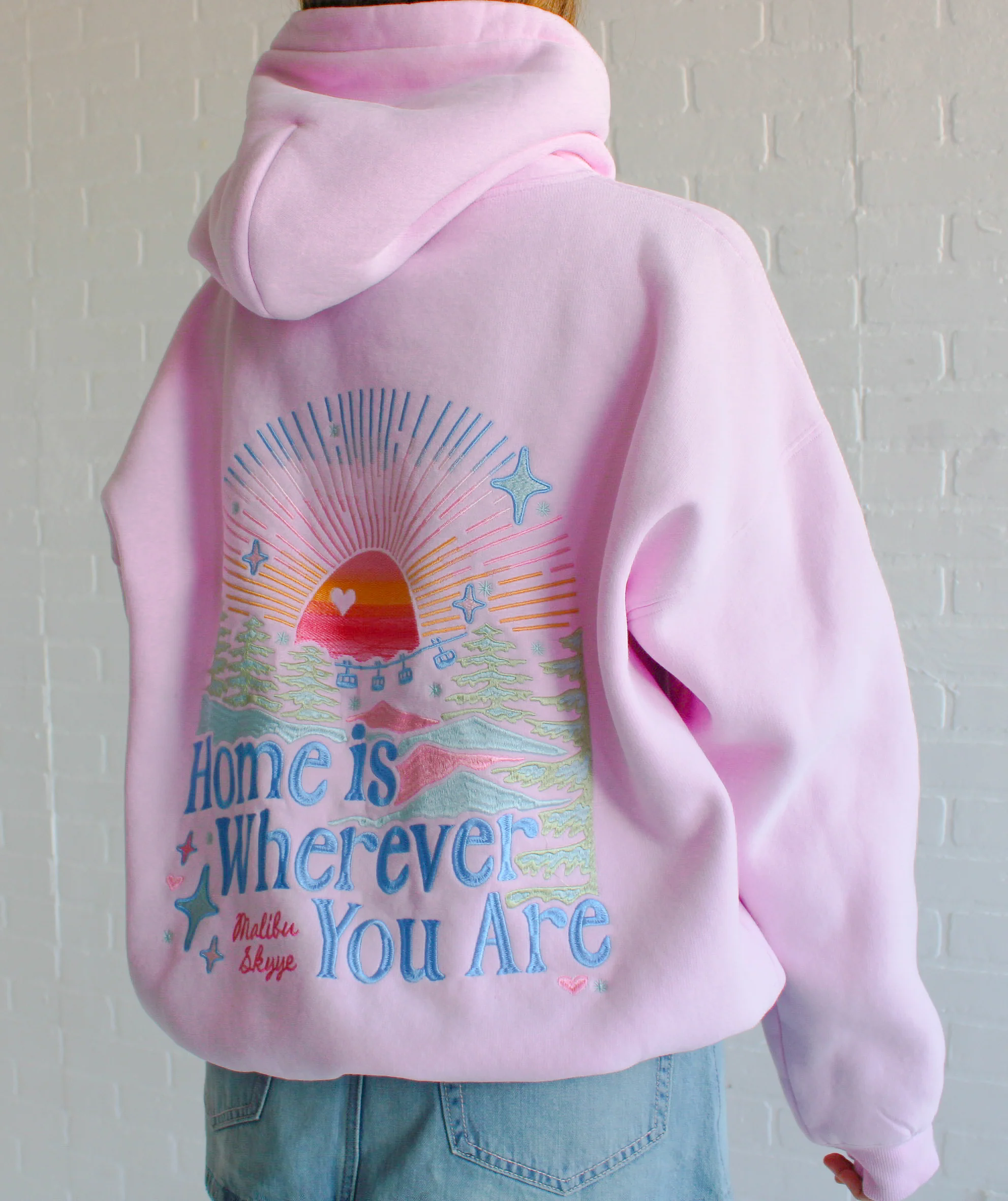 Home is Wherever You Are Hoodie - Peony Pink