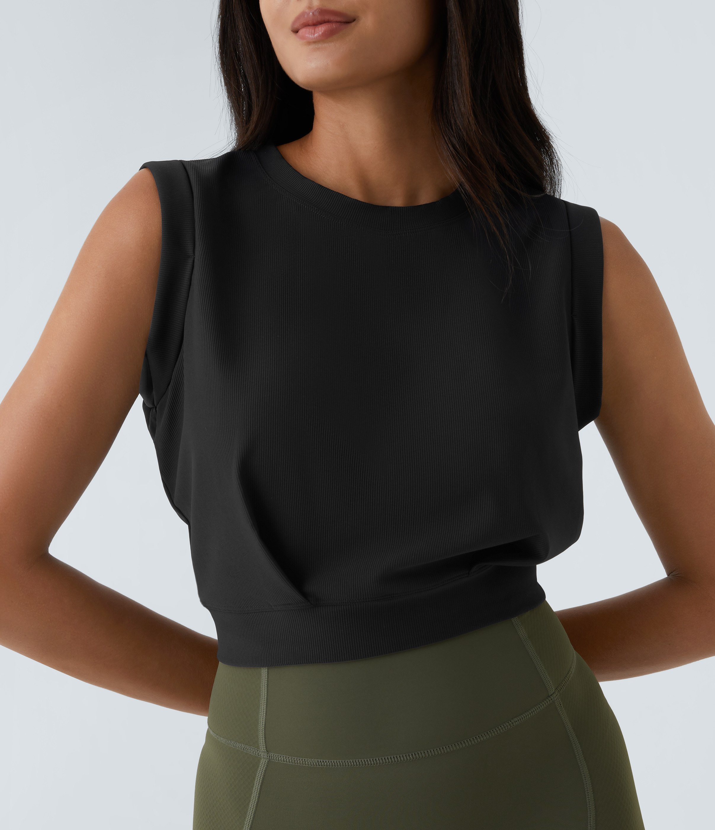 Patitoff™ Flow Pet Hair Resistant Crew Neck Sleeveless Cropped Yoga Tank Top