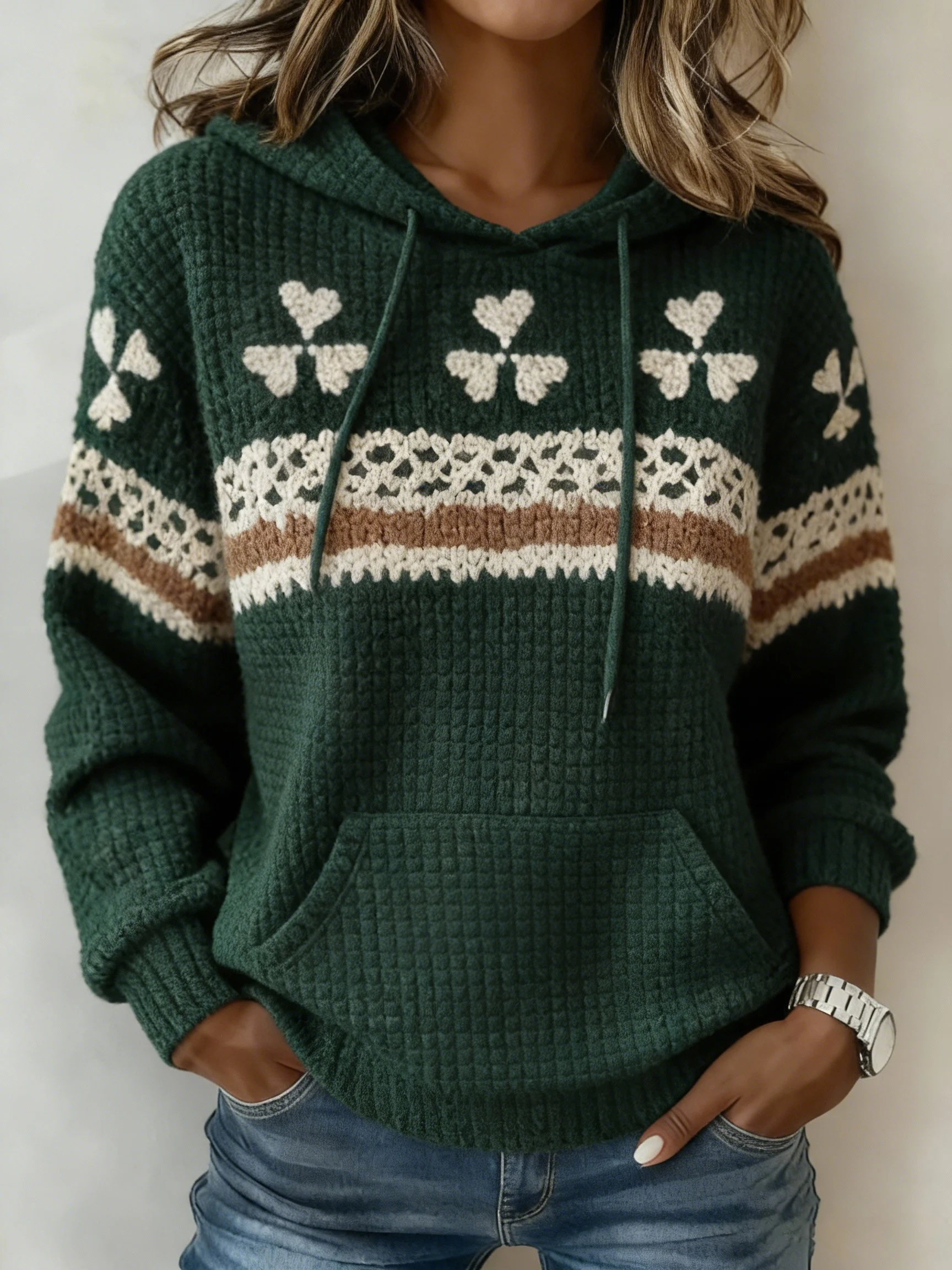 Women's St. Patrick's Day Shamrock Art Print Hoodie