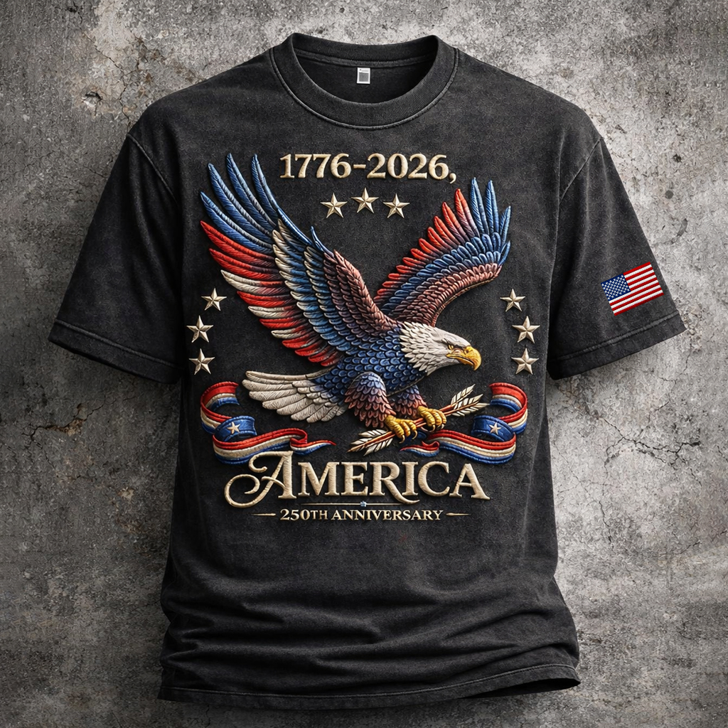 US 250th Anniversary Printed Casual Short Sleeve T-Shirt